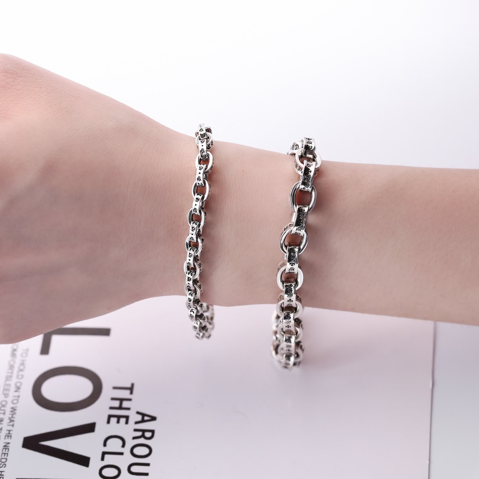 Chrome Hearts Sterling Silver 'In God We Trust' Bracelet